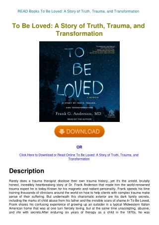 READ Books To Be Loved A Story of Truth  Trauma  and Transformation