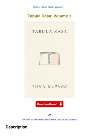 Books Tabula Rasa Volume 1