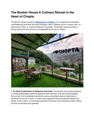 The Bunker House A Culinary Retreat in the Heart of Chopta