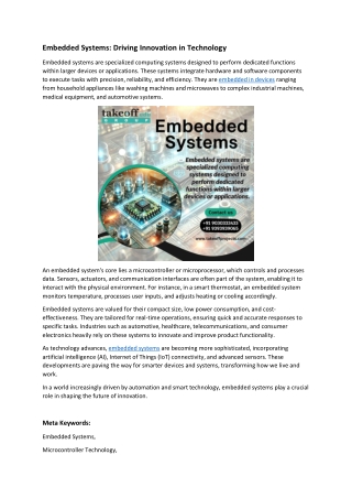 Embedded Systems: Driving Innovation in Technology