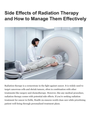 Side Effects of Radiation Therapy and How to Manage Them Effectively