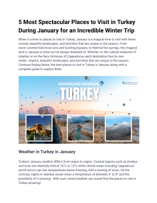 5 Most Spectacular Places to Visit in Turkey During January