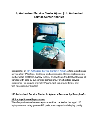 Hp Authorised Service Center Ajman _ Hp Authorized Service Center Near Me