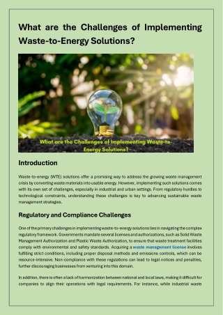 What are the Challenges of Implementing Waste-to-Energy Solutions