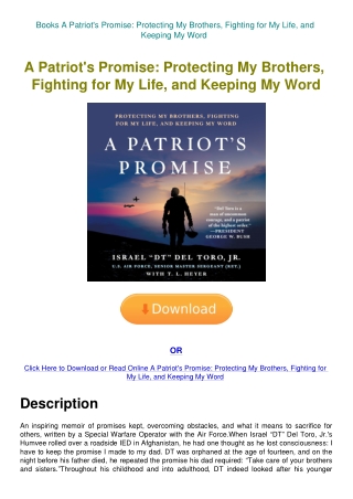 Books A Patriot's Promise Protecting My Brothers  Fighting for My Life  and Keeping My Word
