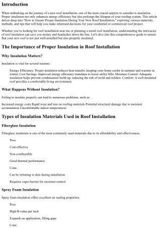 “How to Ensure Proper Insulation During Your New Roof Installation”