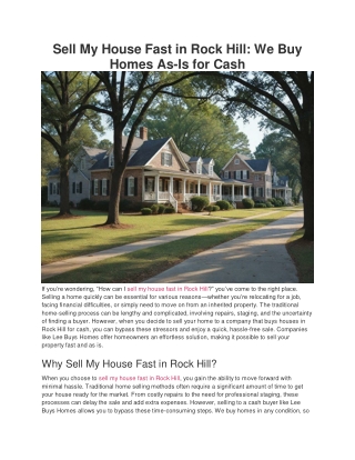 Sell My House Fast in Rock Hill_ We Buy Homes As-Is for Cash