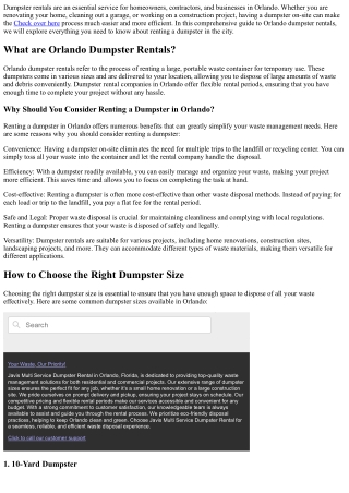 A Comprehensive Guide to Orlando Dumpster Rentals