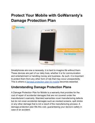 Protect Your Mobile with GoWarranty's Damage Protection Plan