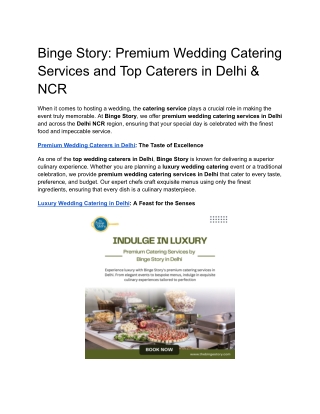 Binge Story_ Premium Wedding Catering Services and Top Caterers in Delhi & NCR