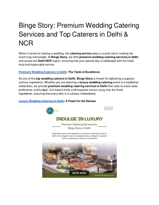 Binge Story_ Premium Wedding Catering Services and Top Caterers in Delhi & NCR