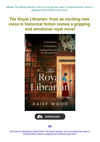 eBooks The Royal Librarian from an exciting new voice in historical fiction comes a gripping and emo