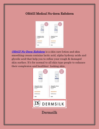 Buy OBAGI Nu Derm Exfoderm,dermsilk.com