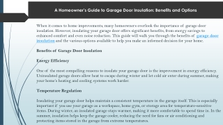 The Ultimate Homeowner’s Guide to Garage Door Insulation: Benefits & Options Exp