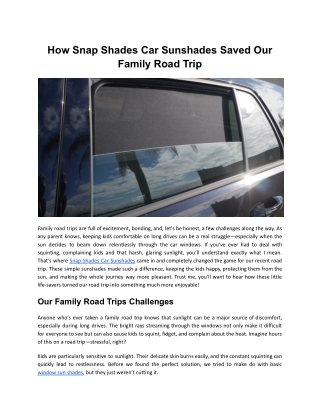 How Snap Shades Car Sunshades Saved Our Family Road Trip