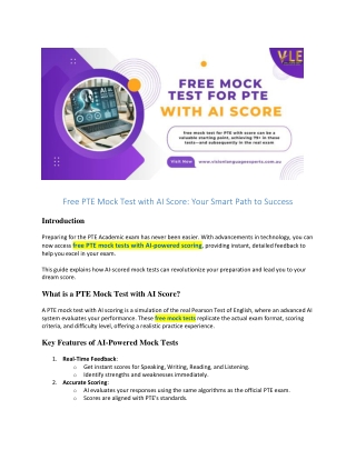 Free PTE Mock Test with AI Score: Your Smart Path to Success