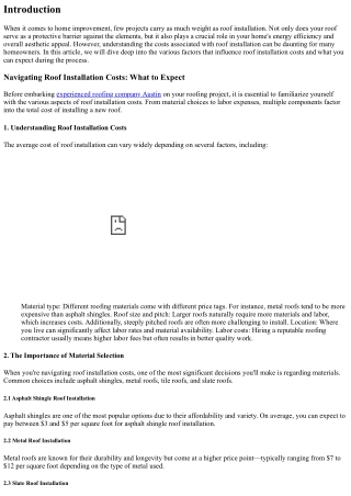 Navigating Roof Installation Costs: What to Expect