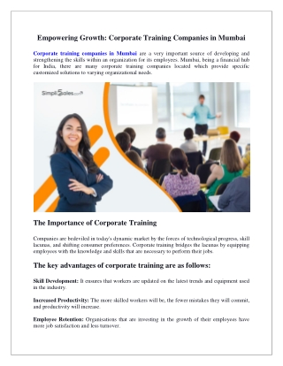 Empowering Growth Corporate Training Companies in Mumbai