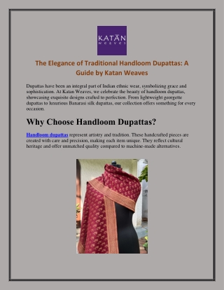 The Elegance of Traditional Handloom Dupattas A Guide by Katan Weaves