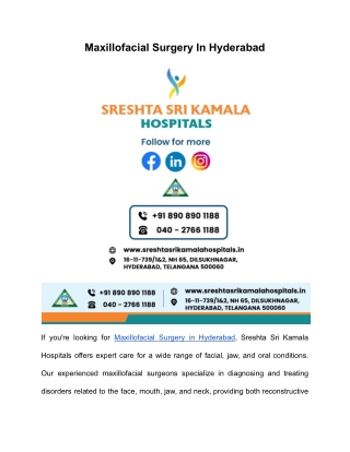 Maxillofacial Surgery In Hyderabad