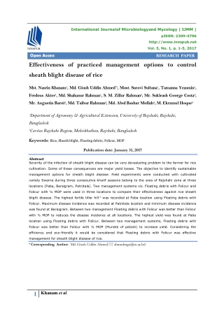 Effectiveness of practiced management options to control sheath blight disease