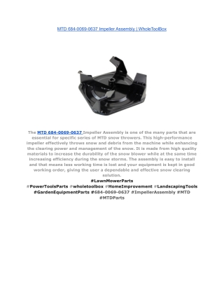 MTD 684-0069-0637 Impeller Assembly _ WholeToolBox