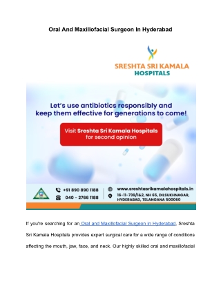 Oral And Maxillofacial Surgeon In Hyderabad