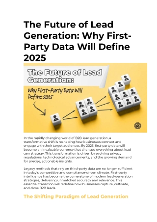 2025's Lead Generation Landscape: A First-Party Data Revolution