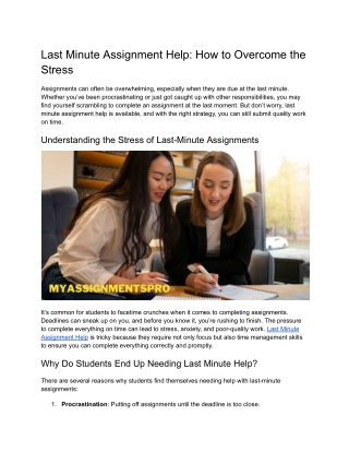 Last Minute Assignment Help_ How to Overcome the Stress