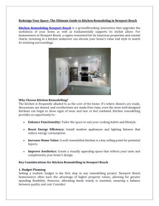Kitchen Remodeling Newport Beach