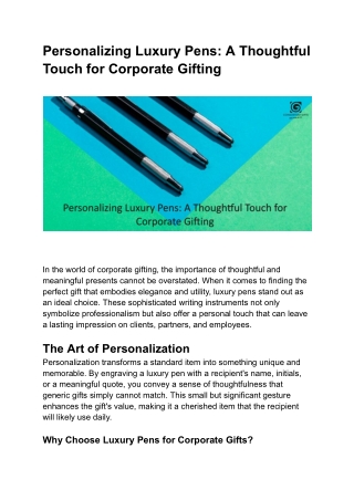 Personalizing Luxury Pens_ A Thoughtful Touch for Corporate Gifting