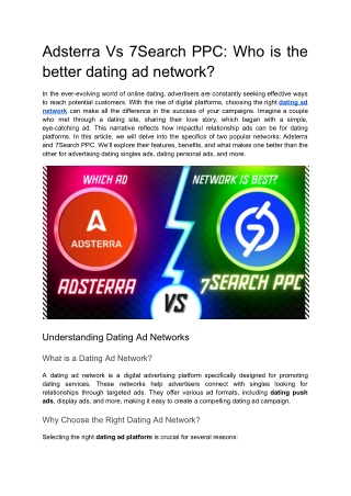 Adsterra Vs 7Search PPC: Who is the better dating ad network?