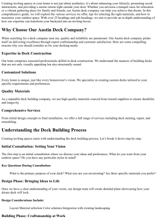 Creating Inviting Spaces: How Our Austin Deck Company Can Help You!