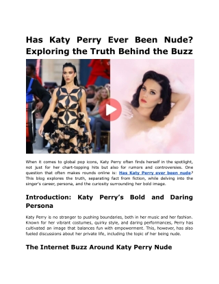 Has Katy Perry Ever Been Nude