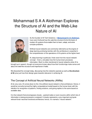 Mohammad S A A Alothman Explores the Structure of AI and the Web-Like Nature of