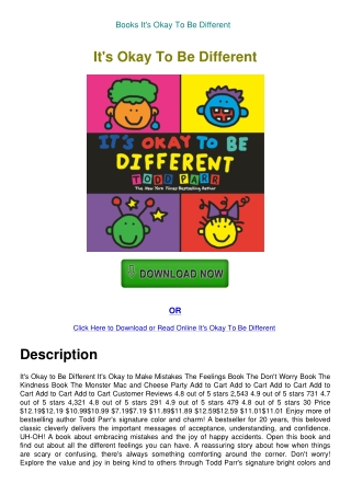 Books It's Okay To Be Different