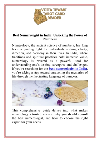 Best Numerologist in India  Unlocking the Power of Numbers