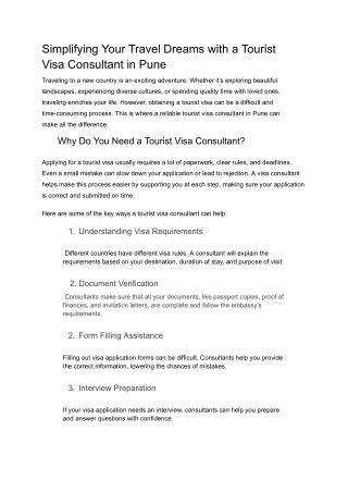 Exclusive Tourist Visa Agency in Pune