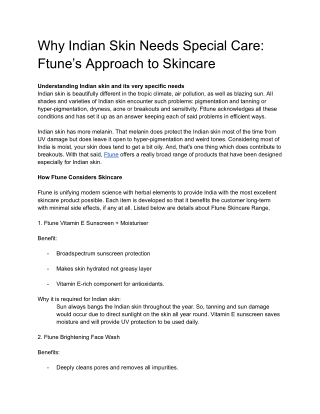 Why Indian Skin Needs Special Care_ Ftune’s Approach to Skincare