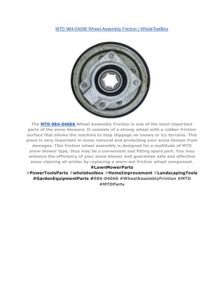 MTD 984-04066 Wheel Assembly Friction _ WholeToolBox