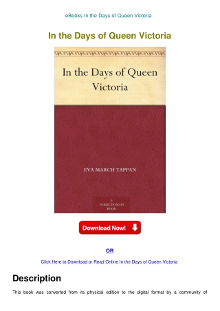 eBooks In the Days of Queen Victoria