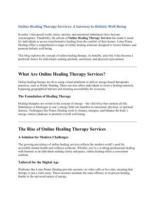 Online Healing Therapy Services | Lotus Pranic Healing