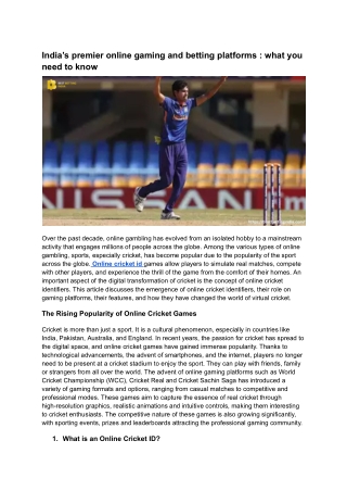 India’s premier online gaming and betting platforms _ what you need to know