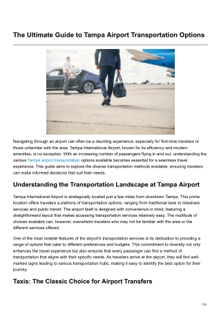 The Ultimate Guide to Tampa Airport Transportation Options