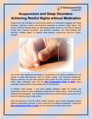 Best Acupuncture Clinic in Delhi