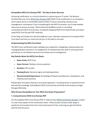 Why DumpsBoss NCS-Core Dumps PDF Is the Best Resource