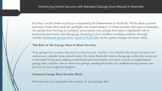 Protect Your Property: Trusted Garage Door Repair Solutions in Nashville