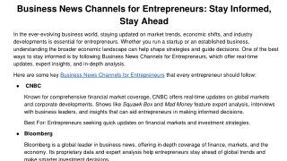 Business News Channels for Entrepreneurs Stay Informed, Stay Ahead