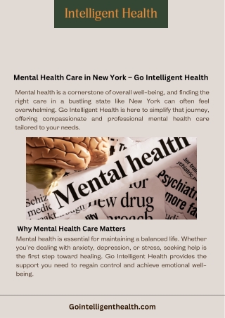 Mental Health Care in New York – Go Intelligent Health