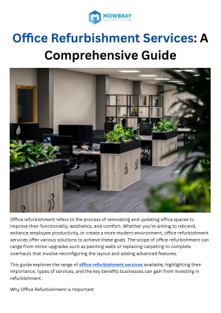 Office Refurbishment Services - A Comprehensive Guide